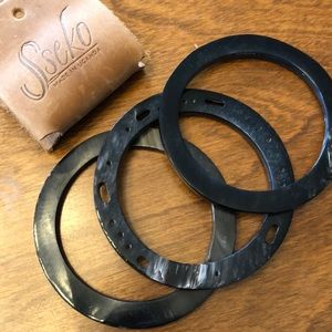 Sseko Black Cow Horn Bangles